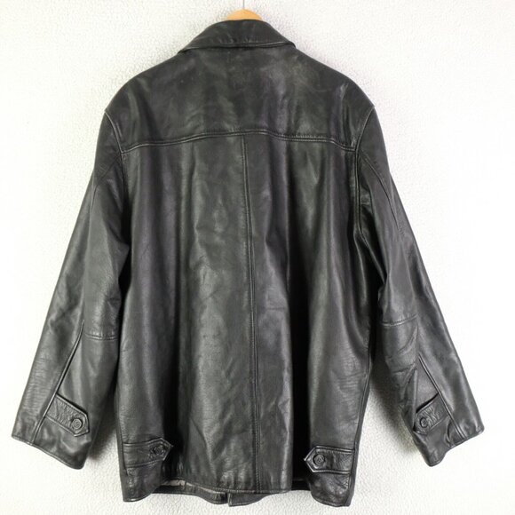 Ciro Citterio Leather Jacket Mens Extra Large Black Button Up Lined Vintage 80s - Picture 4 of 9